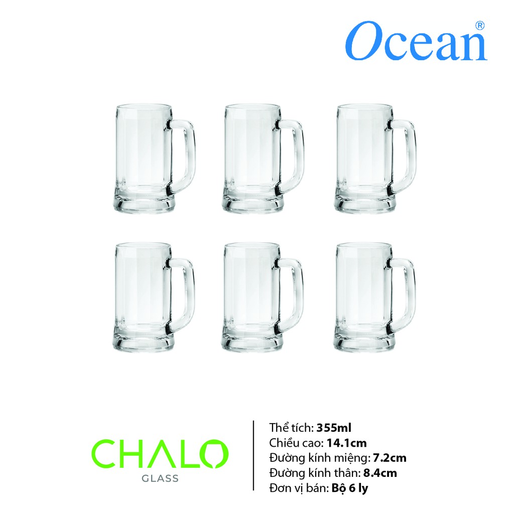 [Chính hãng] Ly bia thủy tinh có quai Ocean Munich Beer Mug 355ml - P00840