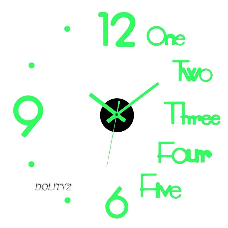 Bộ 2 Đồng Hồ Dán Tường 3D DIY Phát Quang Không Khung Thiết Kế Đơn Giản