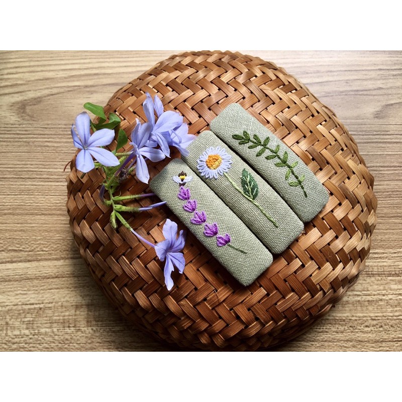 Kẹp tóc chữ nhật size 7cm tone xanh nhạt