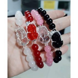 Combo vòng đá mix tì hưu bọc bạc