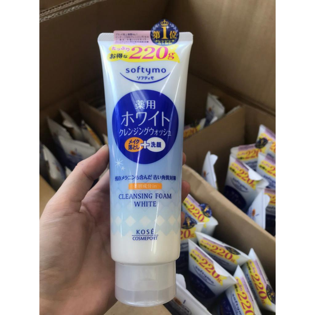 [Chính hãng] Sữa rửa mặt Kosé Softymo Cleansing Foam Collagen &amp; White Nhật Bản tuýp 220g, làm sạch sâu và dưỡng ẩm da