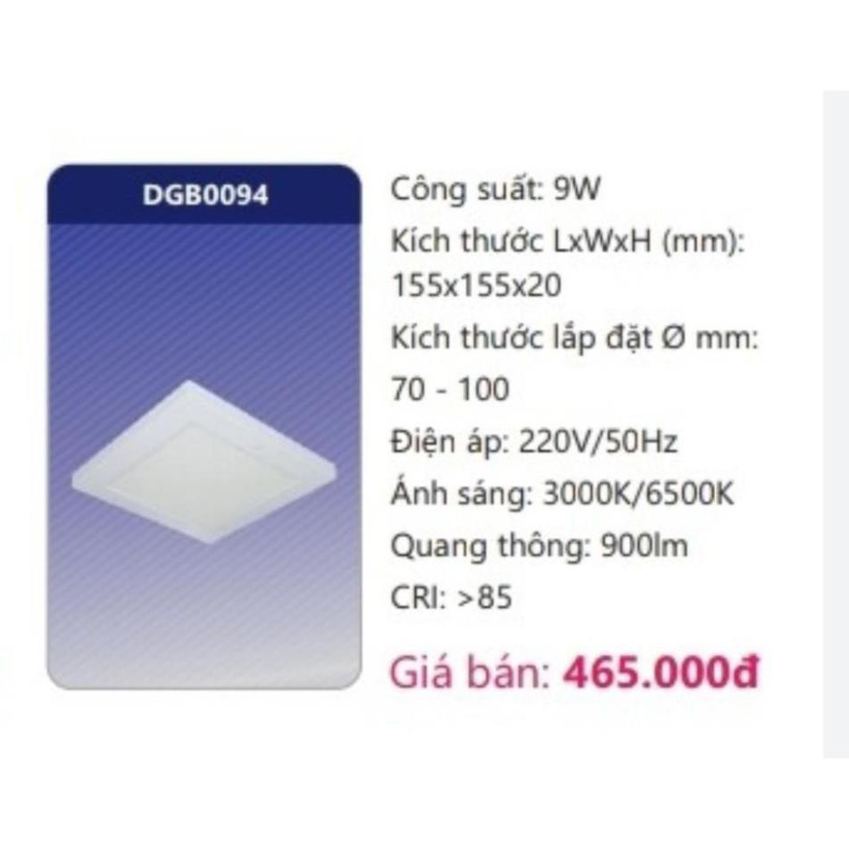 [DUHAL] ĐÈN LED VUÔNG PANEL ĐA NĂNG - CẢM BIẾN 9W(DGB0094)/ 12W(DGB0124)/ 18W(DGB0184)/ 24W(DGB0244) - HÀNG CHÍNH HÃNG