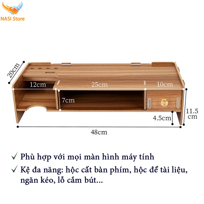 [Nhập khẩu] Kệ để màn hình máy tính KM01 bằng gỗ bền chắc phù hợp với mọi màn hình, có hộc cất bàn phím, ngăn kéo | BigBuy360 - bigbuy360.vn