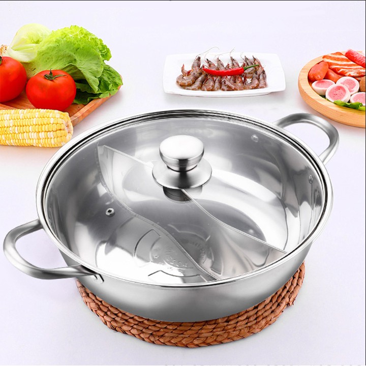 Nồi Lẩu Inox 2 Ngăn - Nồi Lẩu Đa Năng 30cm