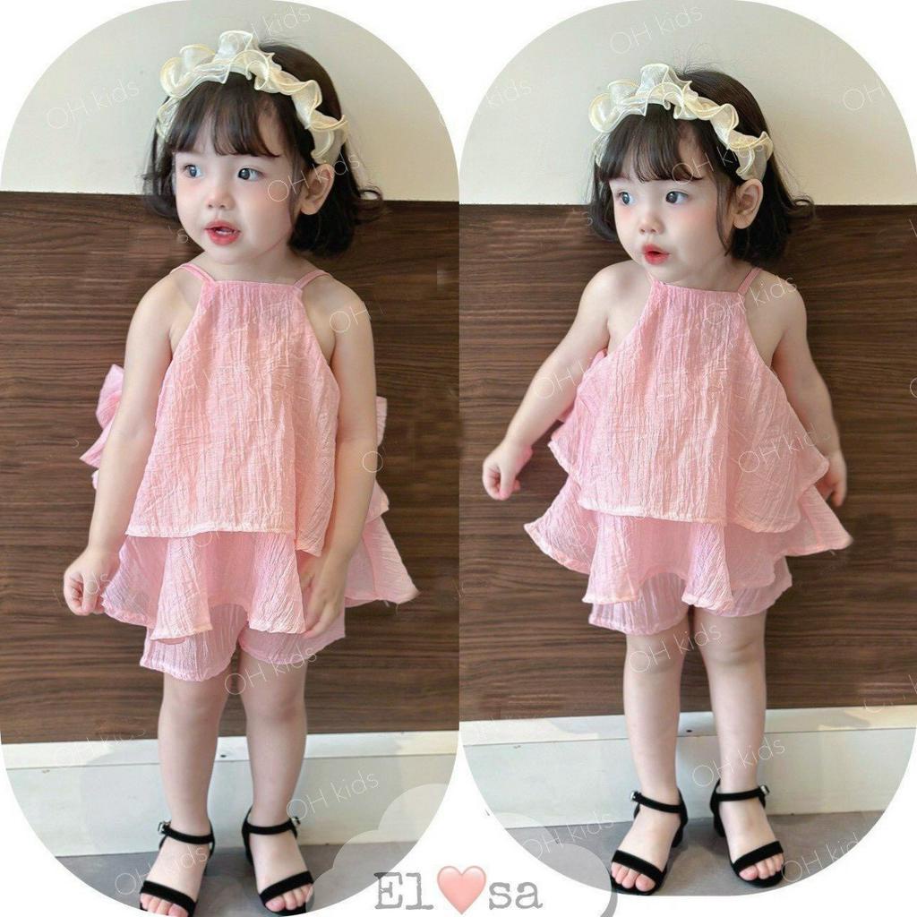 Bộ Đồ 2 Dây Đũi Mặc 2 Kiểu Bánh Bèo Dành Cho Bé Gái 8-18kg