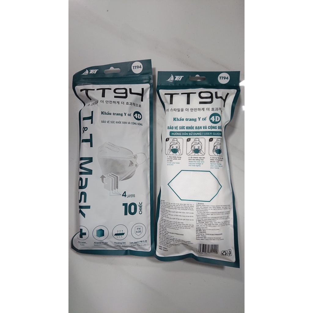 Hộp 10 chiếc Khẩu Trang 4D MASK KF94 công nghệ dập Hàn Quốc, hàng chính hãng