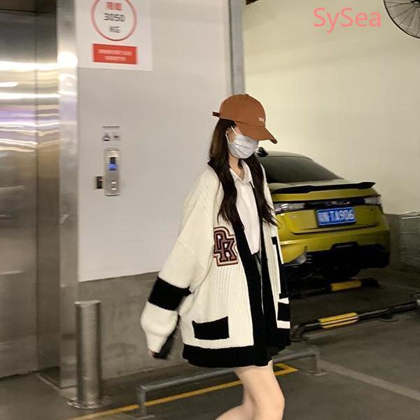 Áo cardigan tay dài dệt kim dáng rộng phong cách học đường mùa đông cho nữ