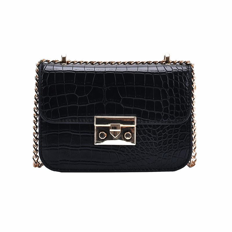 Túi đeo chéo IELGY dáng vuông họa tiết da cá sấu phối khóa thời trang