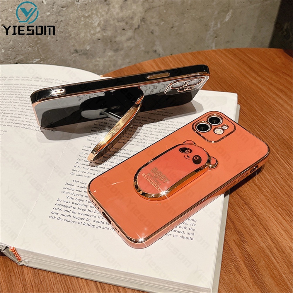 Ốp Điện Thoại Silicon Dẻo Họa Tiết Hoạt Hình Chú Gấu Kèm Giá Đỡ Cho OPPO Reno 7 4G 7Z 6 5G 5 5F 4F