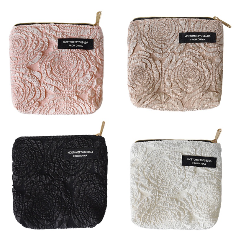 Ví Nhỏ Đựng Tiền Xu Họa Tiết Hoa Hồng Dễ Thương Cho Nữ
