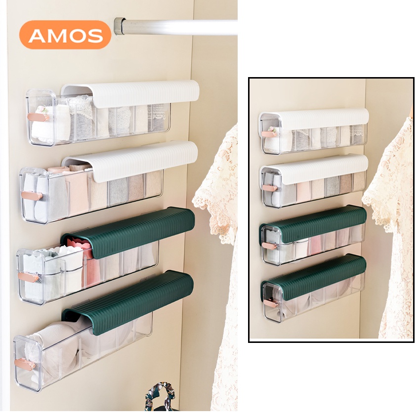 Hộp đựng đồ lót AMOS đựng tất vớ đa năng thiết kế treo tủ, tiết kiệm diện tích