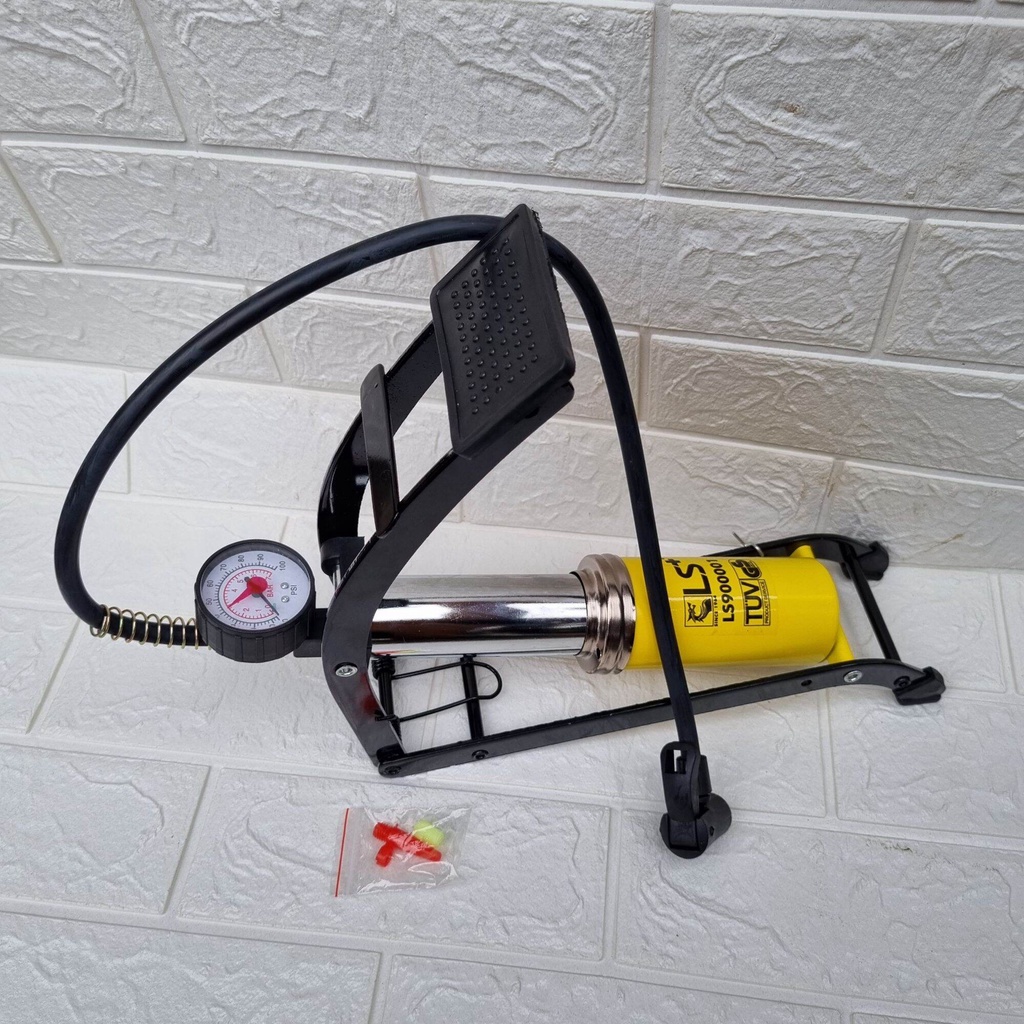 Bơm lốp mini - Bơm xe máy, xe đạp chân 1 piston