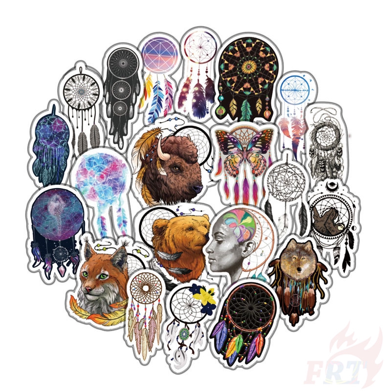 ❉ Dreamcatcher Giấy và decal dán tường ❉ 55Pcs Indian Dreamcatcher Mixed Doodle Stickers