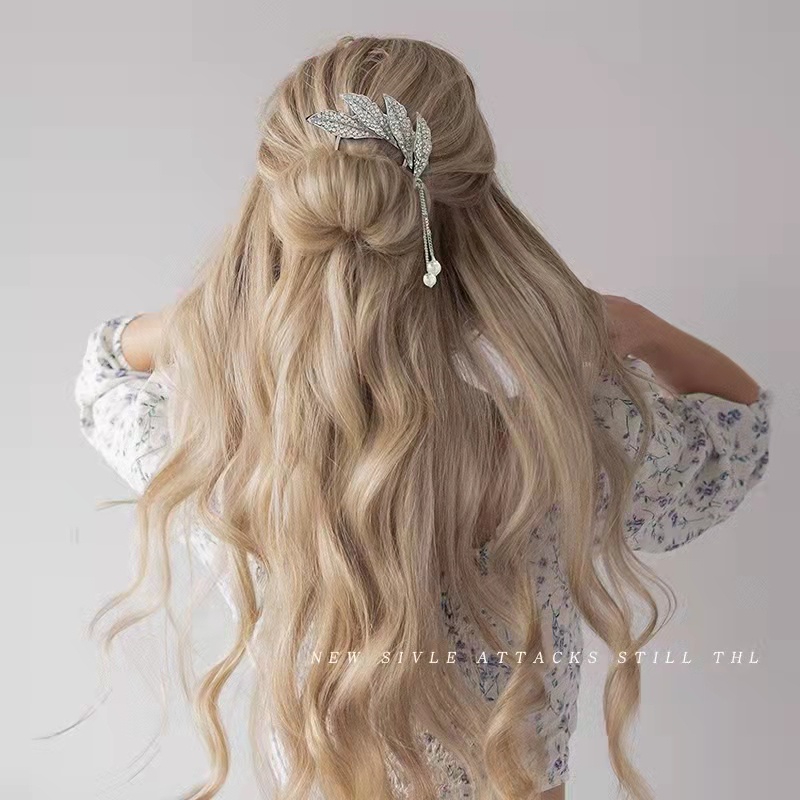 Kẹp trâm cài tóc cánh, hoa kim loại ngọc trai giả TIMSTORE phong cách thời trang nữ sang trọng quý phái