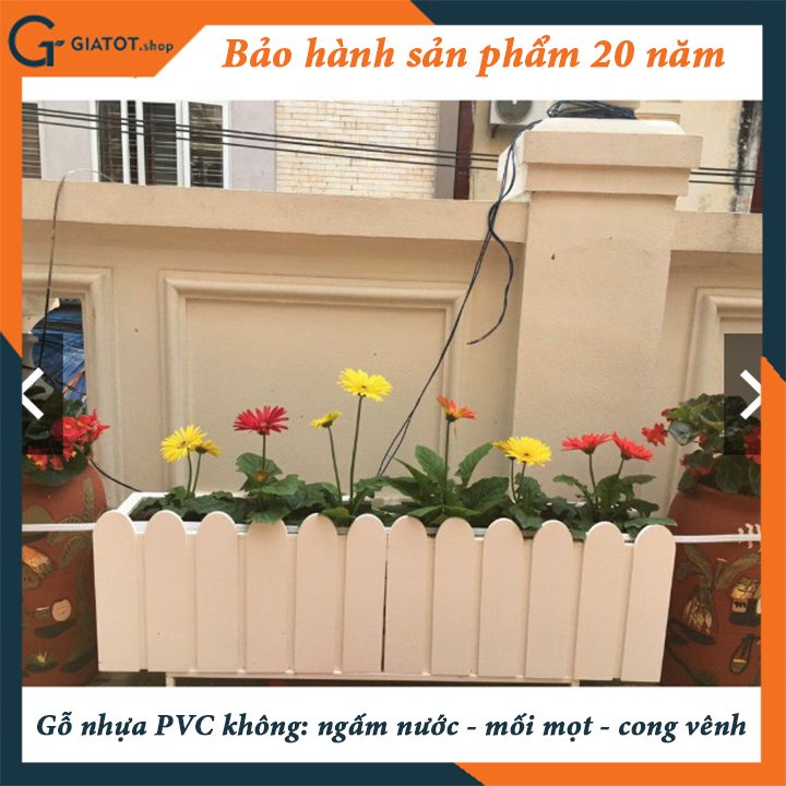 Chậu gỗ nhựa ngoài trời composite có rào