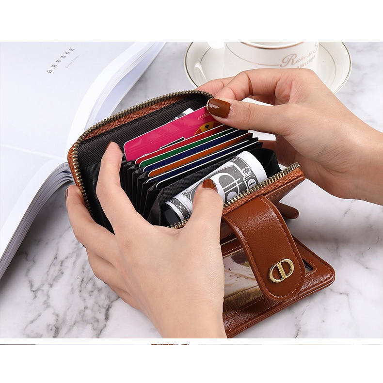 Ví nữ mini cầm tay GENZY họa tiết kẻ caro sang trọng thiết kế nhiều ngăn tiện lợi V027