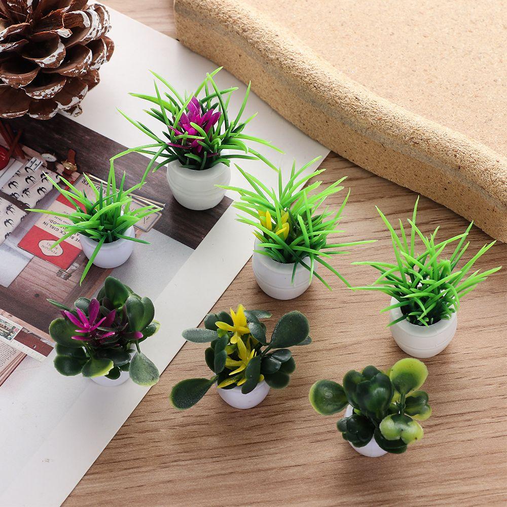 LUOL Bộ 5 Chậu Cây Xanh Trang Trí Nhà Búp Bê 3-4cm