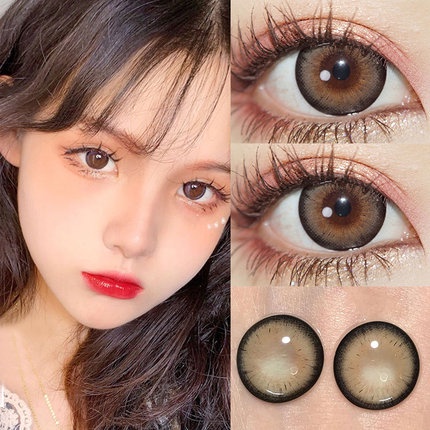 KSSEYE Kính áp tròng Tự nhiên Hàn Quốc 2 miếng Kính áp tròng màu nâu Silicone Hydrogel Dễ thương học sinh hàng ngày