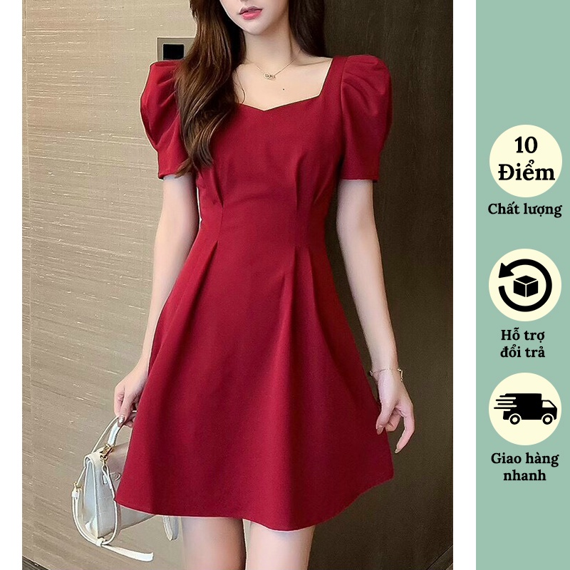 Đầm dự tiệc tay bồng cổ điển sang trọng Đầm váy tiểu thư, công sở thiết kế Chic.Store