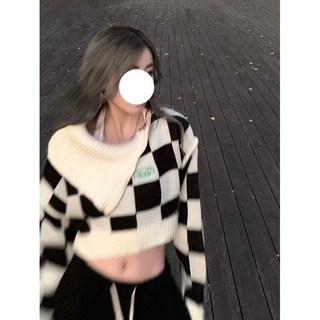 ∋☊♀Hot Girl Áo Sweater Dáng Ngắn Kích Thước Lớn Màu Trơn Phong Cách Đường Phố Hàn Quốc Cho Nữ