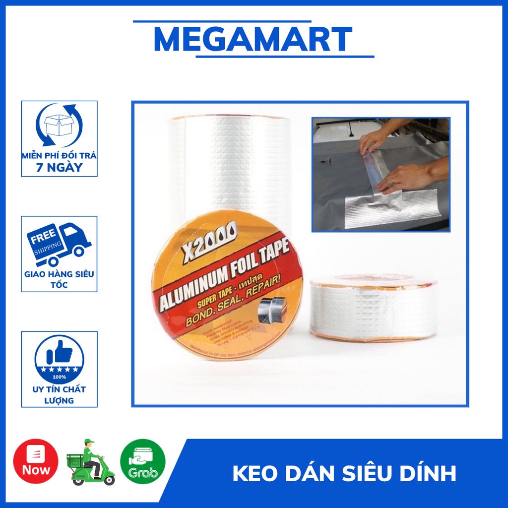 Băng keo dán chống dột x2000 dán chống thấm siêu dính. Keo dán Nhật Bản chống thấm chịu nhiệt dài 5 mét - MEGAMART