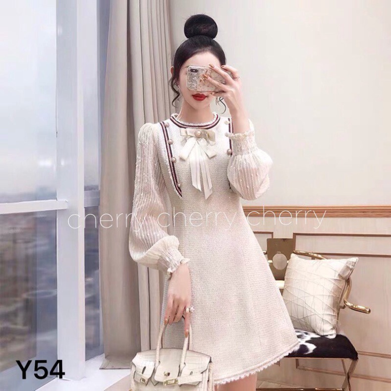 Váy dạ tay phối Y54