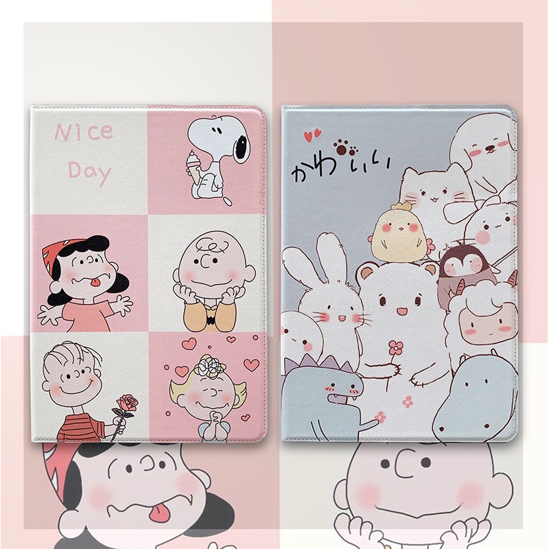 Ốp máy tính bảng có giá đỡ hình chú chó Snoopy cho Apple IPad Mini 1/2/3/4 5 IPad 5/6/7/8 IPad 10.2/10.5 IPad Air 4 10.9/11 Inch