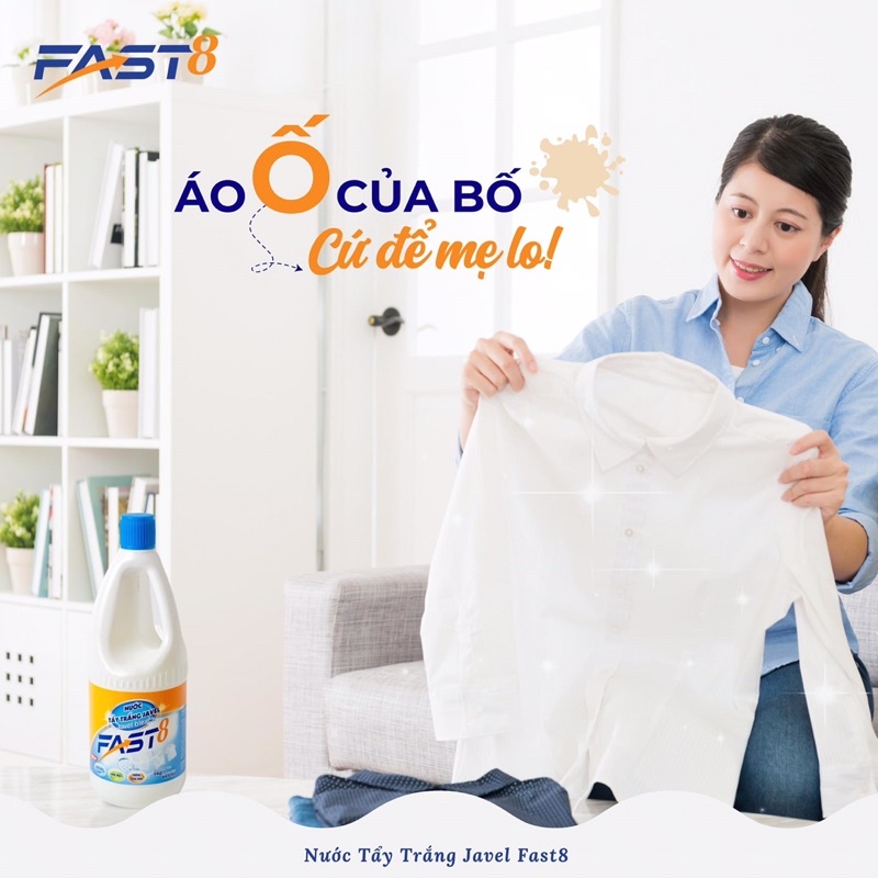 Tầy trắng mốc, tẩy vết bẩn cứng đầu trên cả quần áo màu hương chanh tự nhiên- JAVEL FAST 8-100ml
