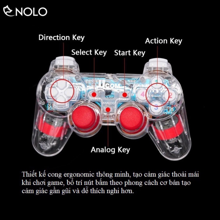Bộ Tay Cầm Chơi Game Joypad Model M208 Dành Cho Laptop Máy Tính Có Đèn Led Trong Suốt Có Rung Có Hỗ Trợ Win 10