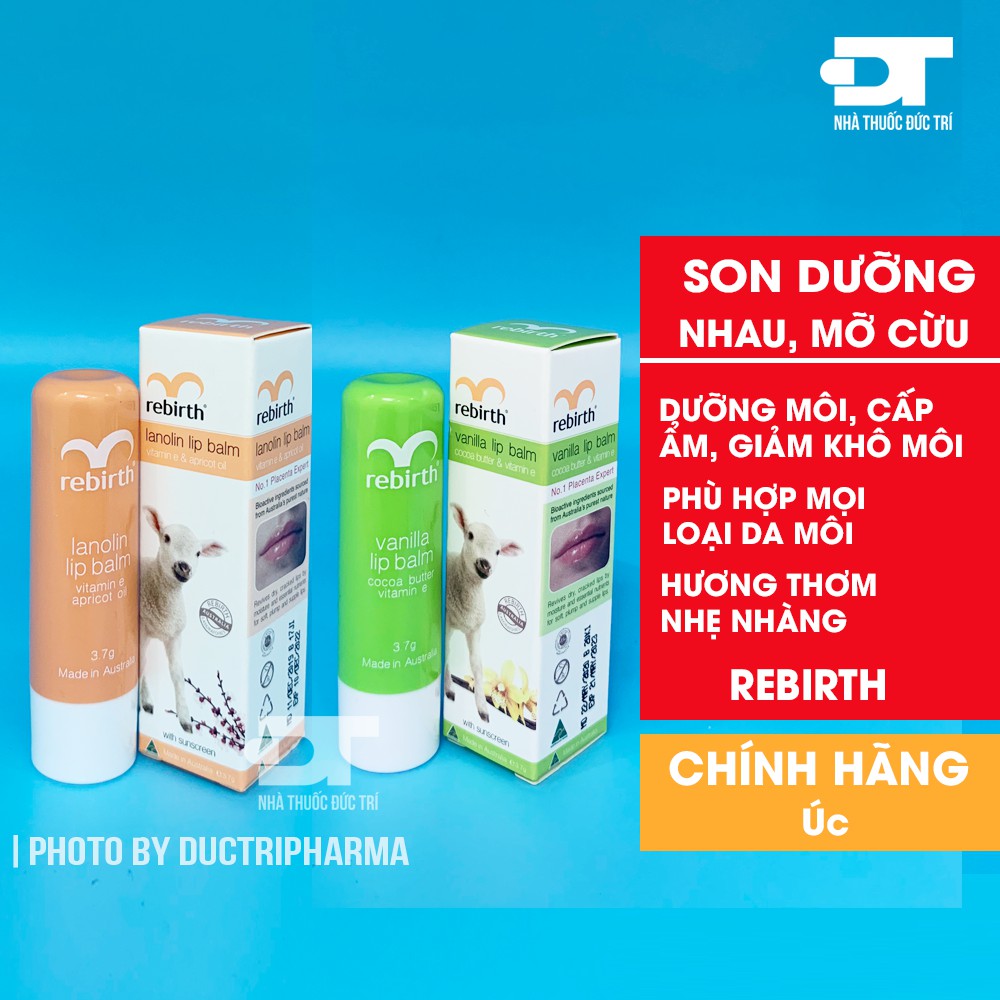 [ÚC] Son Dưỡng Môi Nhau Thai Cừu Rebirth Giảm Môi Khô, Nứt Nẻ - 3,7g