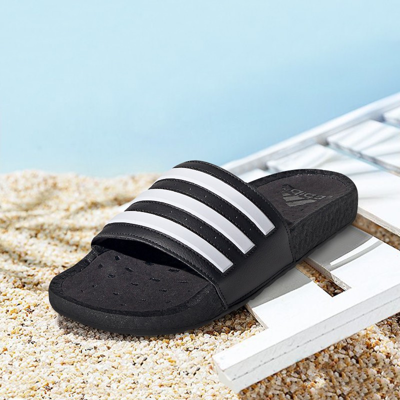 Dép Adidas Boost Chính Hãng FREESHIP Adidas Adilette Boost Slides Black White- Dép Quai Ngang Đế Boost- Simple Sneaker