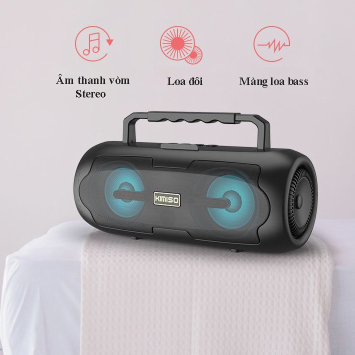 Loa Bluetooth KIMISO S6 Âm Bass Cực Hay- Loa Bluetooth Mini Di Động Đèn Led Sống Động