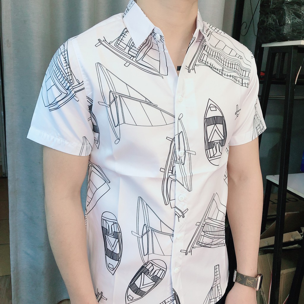 Áo Sơ Mi họa tiết 💖FREESHIP💖 Áo Sơ mi Nam cộc tay- Chất liệu lụa cao cấp, mềm mịn, dáng slimfit trẻ đẹp - ĐƯỢC XEM HÀNG | BigBuy360 - bigbuy360.vn