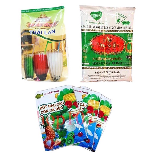 Sét nguyên liệu làm trà thái đầy đủ - kem béo - trà thái - bột rau câu Gói to