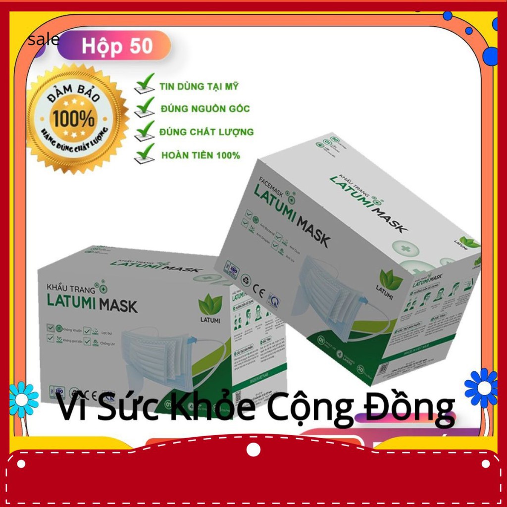 Khẩu Trang Y Tế 4 Lớp Kháng Khuẩn LATUMI Ngăn Giọt Bắn, Chống Tia UV, Ngăn Bụi
