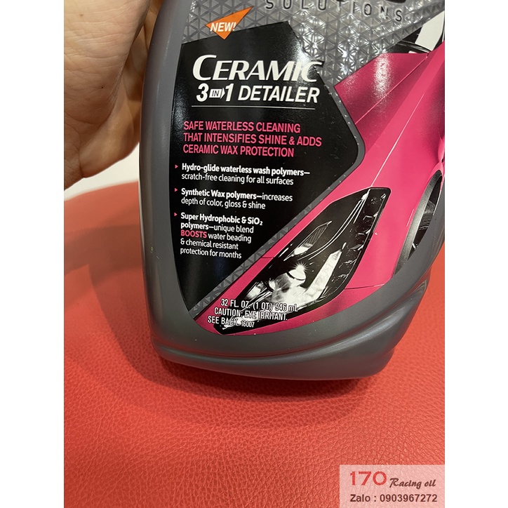 Chai Xịt Làm Bóng Sơn 3 Trong 1 Turtle Wax Hybrid Solutions Ceramic 3-In-1 Detailer 946 ML Hàng Chính Hãng USA