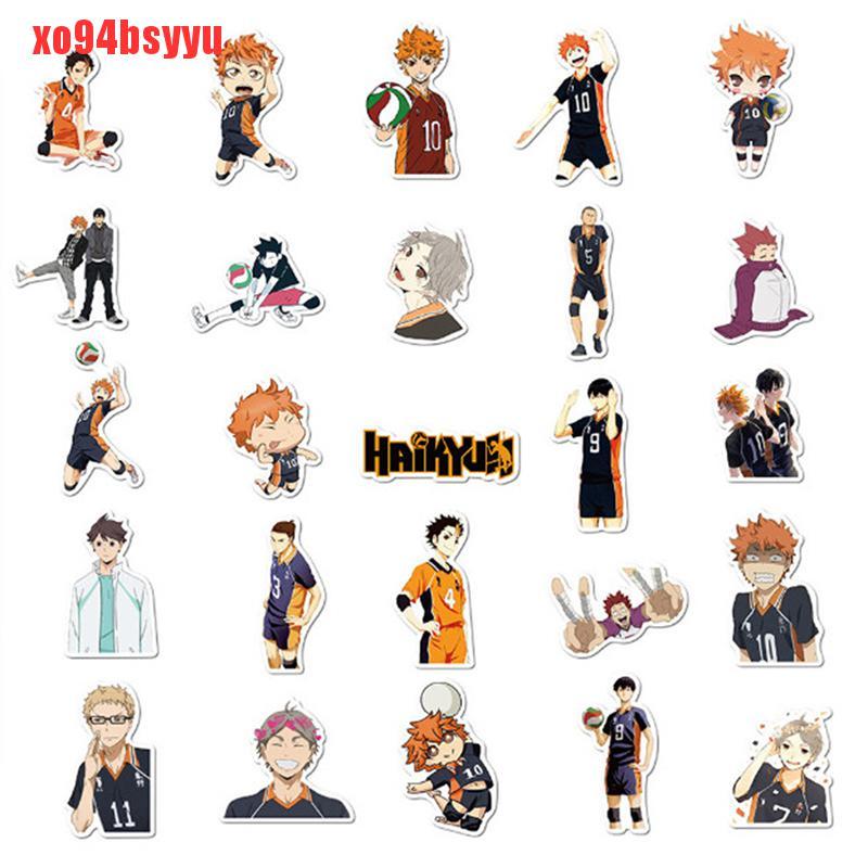 [Xo94Bsyu] 50 Chiếc Anime Haikyuu!! Miếng Dán Trang Trí Laptop Vali Hình Quả Bóng Chuyền Xinh Xắn