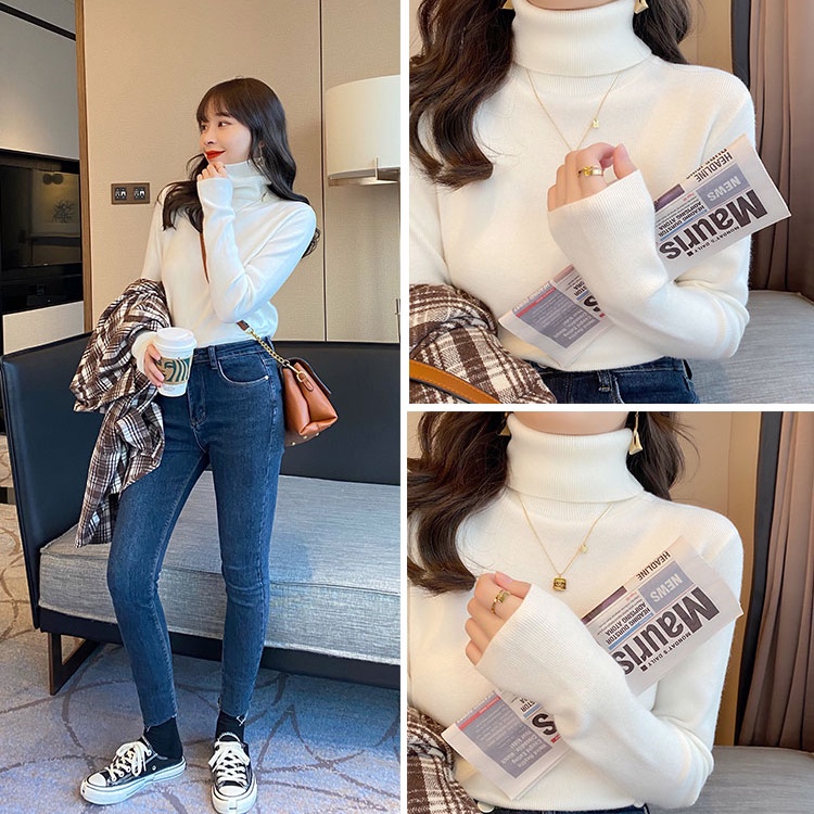 Áo sweater PERTY cổ lọ phong cách Hàn Quốc thời trang mùa đông cho nữ