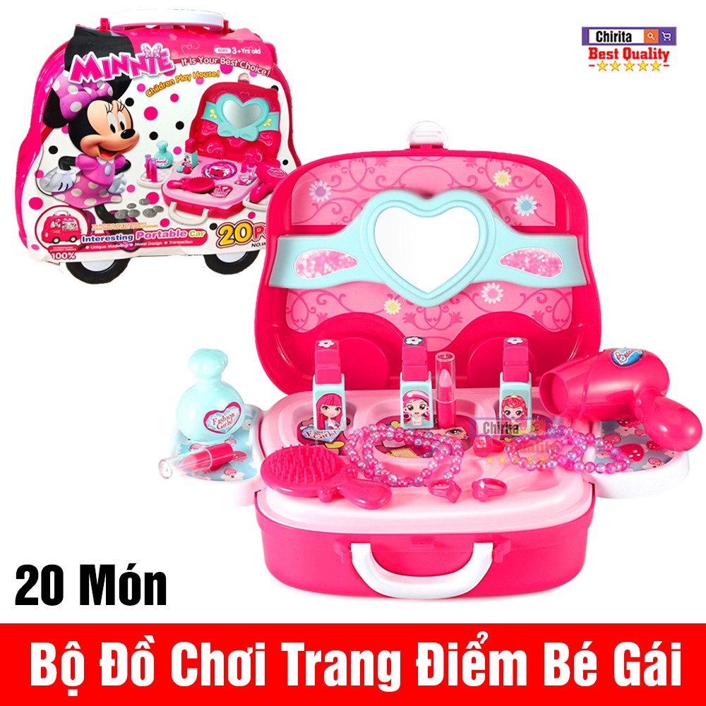 Bộ Đồ Chơi Trang Điểm Bé Gái Xe MINNIE Chú Chuột Đáng Yêu - Gồm Có 20 Món Đồ WD-S37