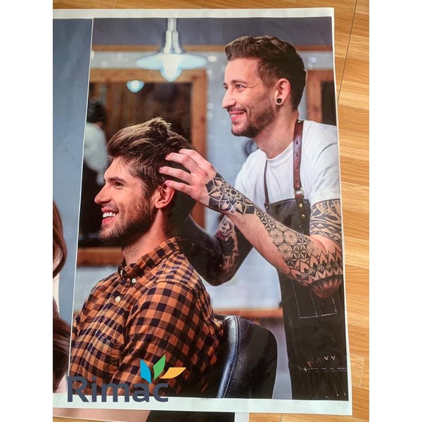 Tranh dán kính đẹp trang trí Salon Tóc Nam -Barber shop - Tranh nhìn 2 mặt 3D