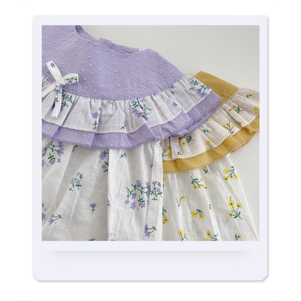 Váy hè họa tiết hoa nhí cổ bèo to cho bé gái 8-19kg (6 tháng-6 tuổi) - MaiMaiShop- Ảnh thật