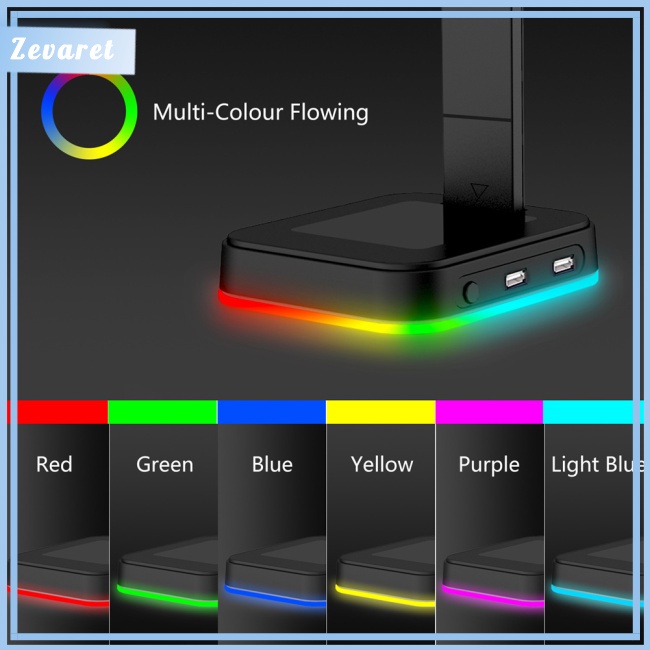 Giá Đỡ Tai Nghe Chơi Game Zevaret Rgb Hai Cổng Usb Chống Trượt Nhiều Màu