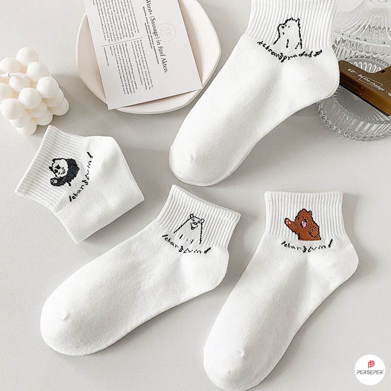 Tất cổ ngắn nữ họa tiết hoạt hình dễ thương, sét 5 đôi tất vớ cực xinh - Cherry Shop
