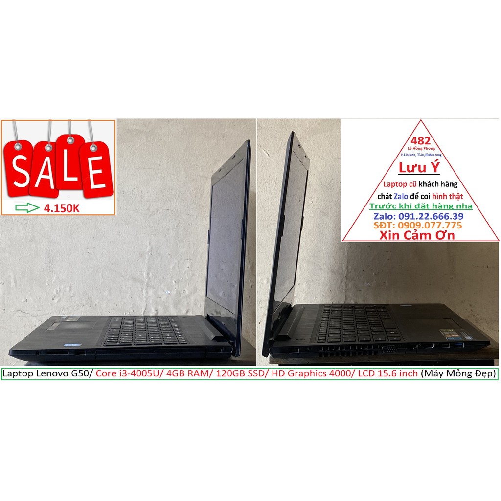 Laptop Lenovo G50/ Core i3-4005U/ 4GB RAM/ 120GB SSD/ HD Graphics 4000/ LCD 15.6 inch (Máy Mỏng Đẹp) | BigBuy360 - bigbuy360.vn