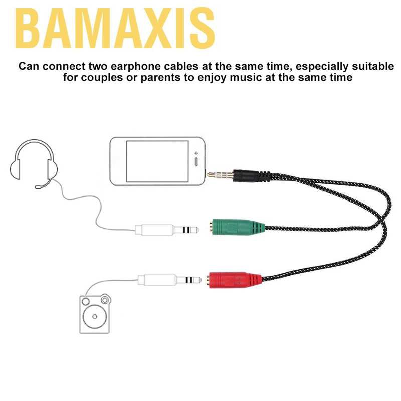 Giắc Chuyển Đổi Bamaxis 1pc 3.5mm 2 Male Plug Sang 1 Female Cho Điện Thoại