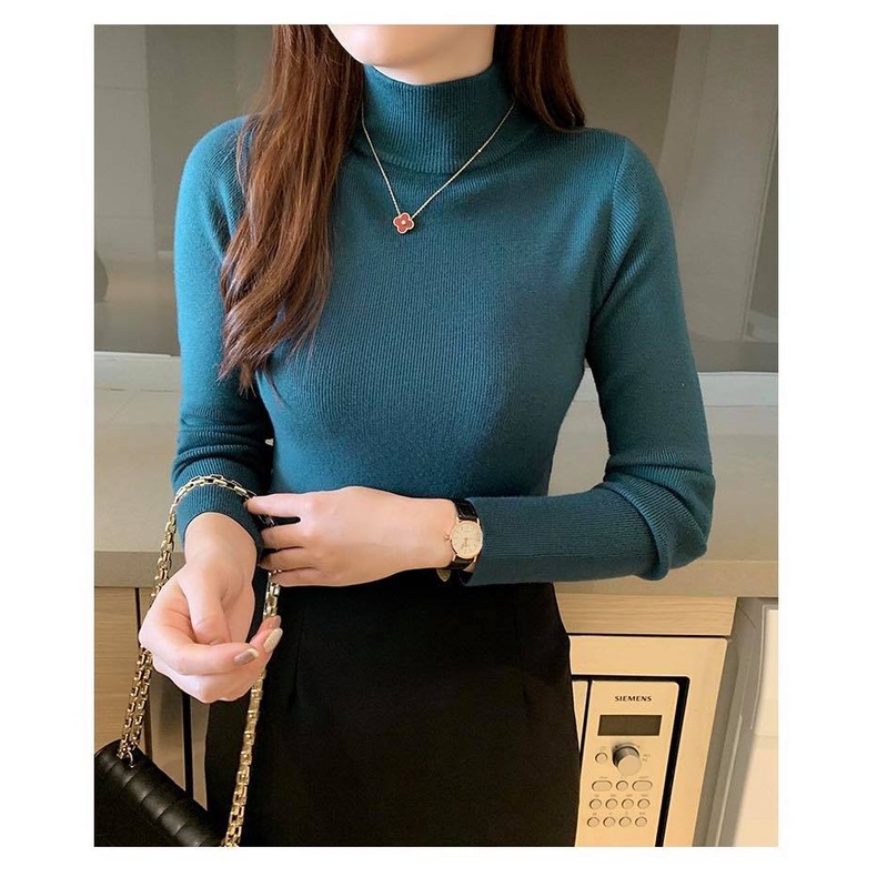 Áo Len Tăm Nữ Cổ Cao Thu Đông Nhiều Màu Chất Liệu Co Giãn Mềm Mịn | BigBuy360 - bigbuy360.vn