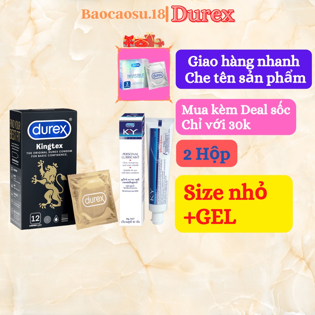 Bộ 2 Bao Cao Su Siêu Mỏng Durex Kingtex 12 bao và Gel bôi trơn Durex Ky. Tăng cường nhiệt khi yêu.