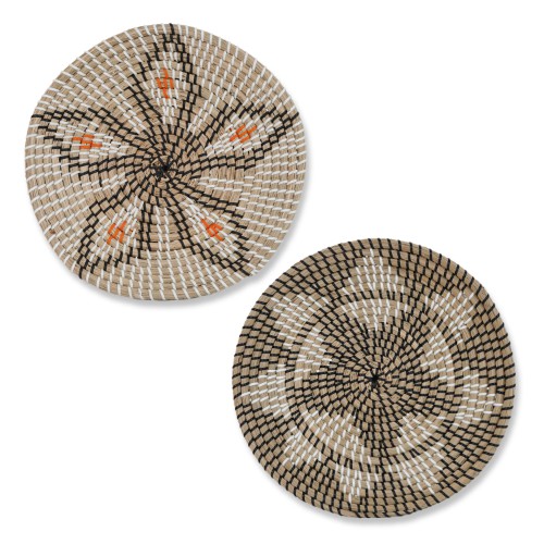 Đĩa cói trang trí tròn, bày hoa quả đồ ăn nhẹ, đồ cá nhân, treo tường, decor phòng ăn, phòng khách Bắc Âu họa tiết 0405