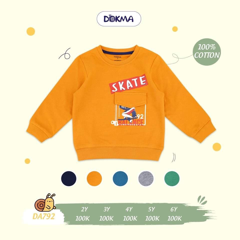 Áo thun dài tay thu đông vải cotton chất dày dặn cho bé trai Dokma sale size 2-6Y DA792 Lamiha