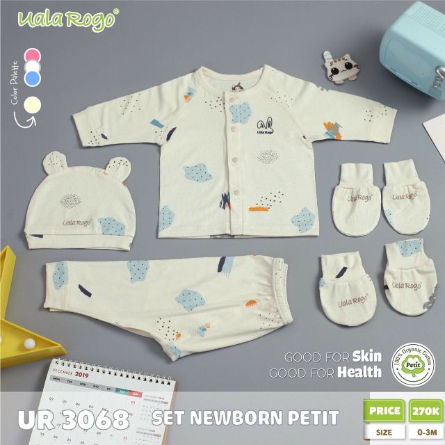 [CHÍNH HÃNG] Bộ sơ sinh họa tiết petit kèm phụ kiện UR3068 Uala Rogo